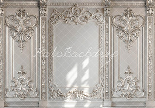Kate Vintage Wall Baroque Ornate White Printed Backdrop Designed by Mini MakeBelieve