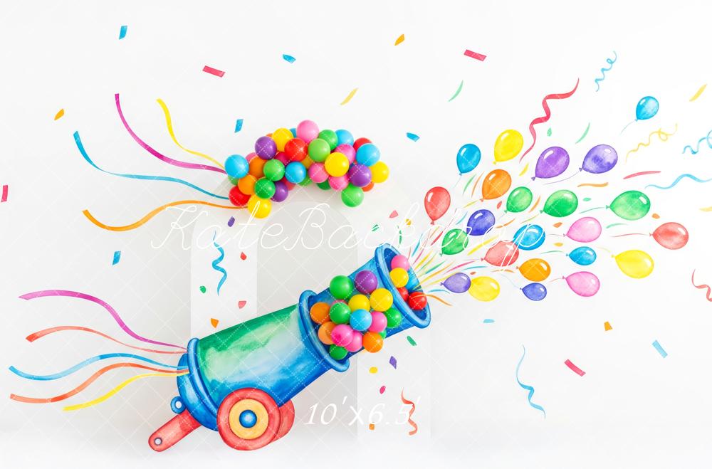Kate Cake Smash Colorful Confetti Explosion Balloon Backdrop Designed by Patty Roberts