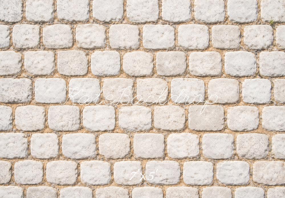 Kate White Cobblestone Wall Printed Backdrop Designed by Vertigo Productions
