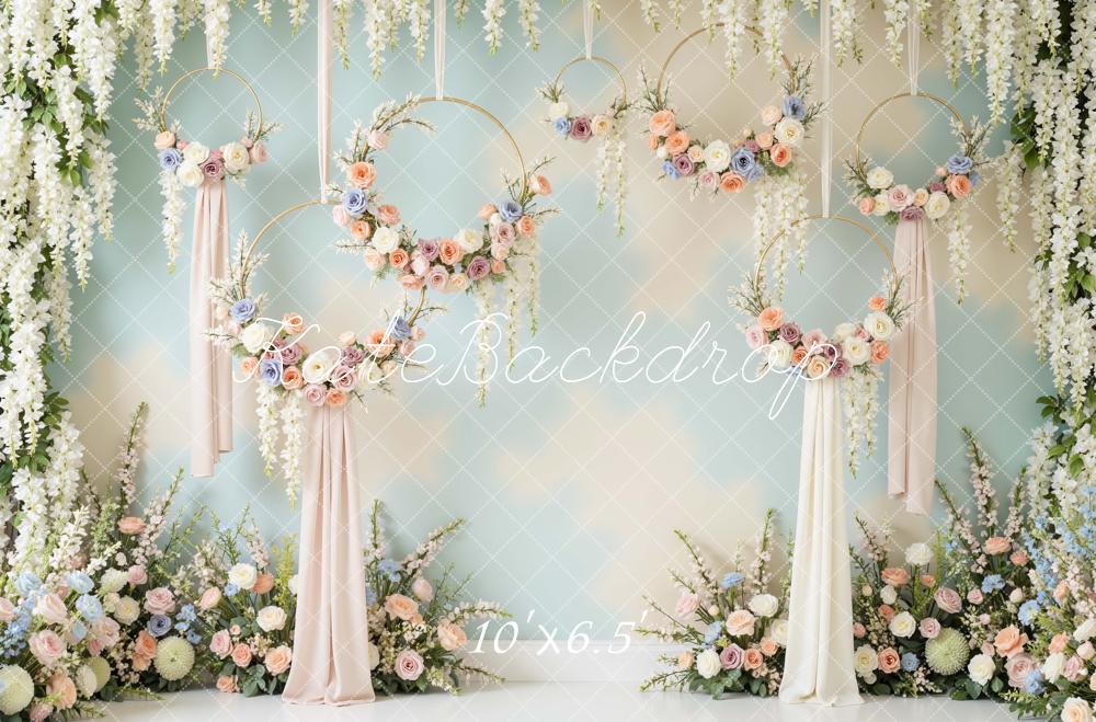 Kate Spring Flower Arch Pastel Floral Hoop Rings Backdrop Designed by Mini MakeBelieve