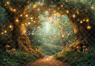 Kate Fairy Tale Forest Lights Mushrooms Printed Backdrop Designed by Emetselch