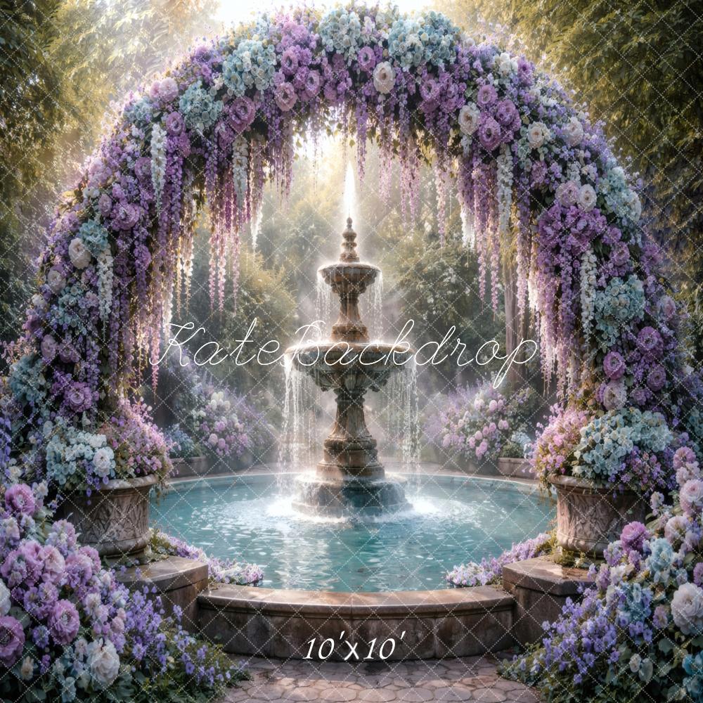 Kate Flower Arch Fountain Garden Printed Backdrop Designed by Vertigo Productions