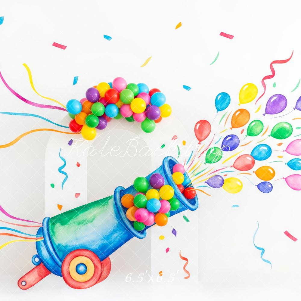 Kate Cake Smash Colorful Confetti Explosion Balloon Backdrop Designed by Patty Roberts