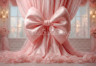 Kate Elegant Pink Bow Curtains Drapes Window Printed Backdrop Designed by Emetselch