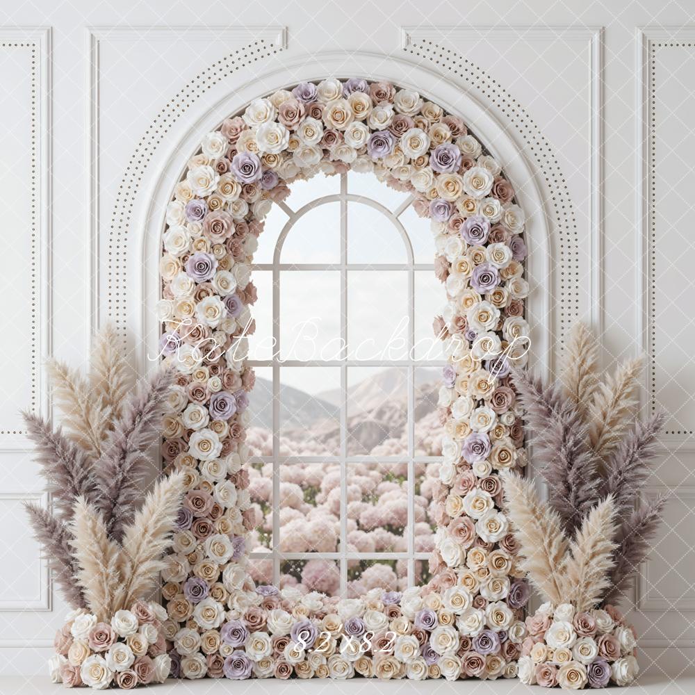 Kate Flower Arch Window Pampas Grass Backdrop Designed by Mini MakeBelieve