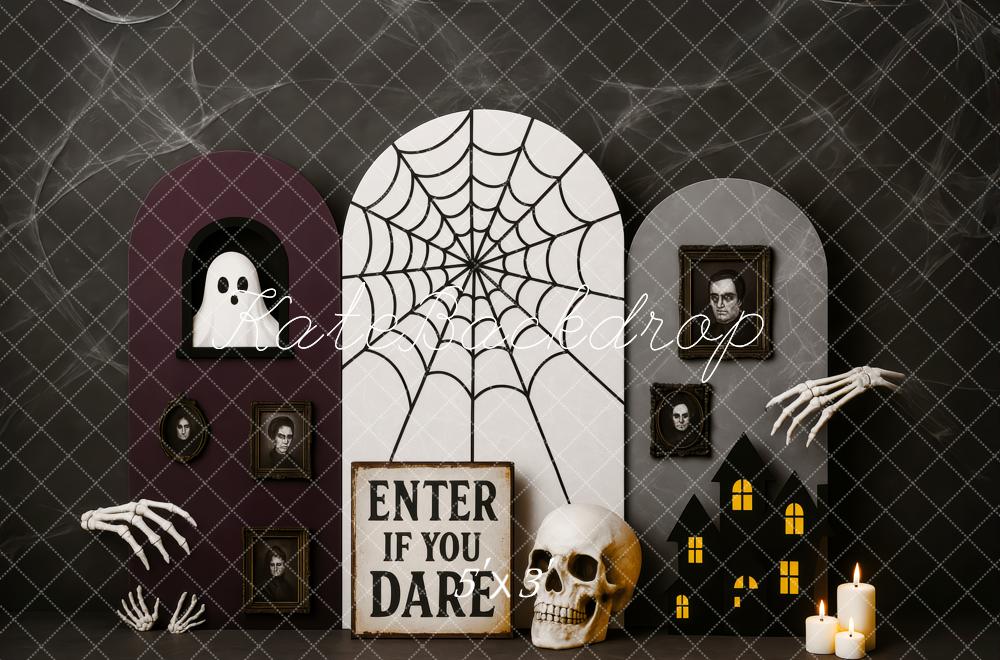 Kate Halloween Haunted Web Ghost Skeleton Backdrop Designed by Patty Roberts