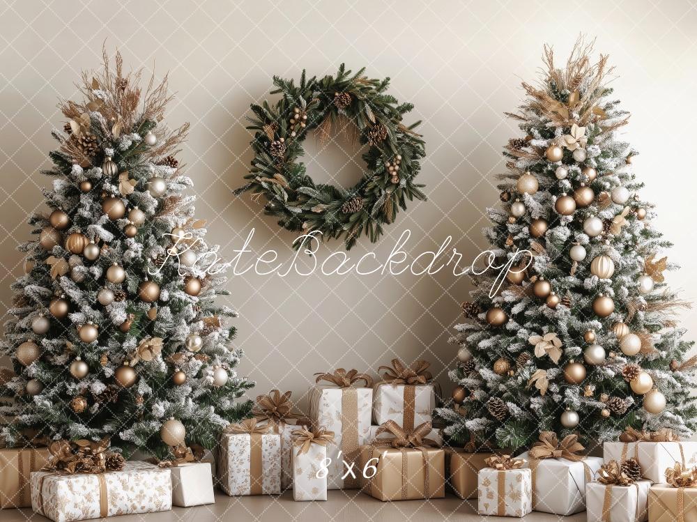 Kerstbomen Wreath Gifts Foto Achtergrond Ontworpen door Patty Roberts