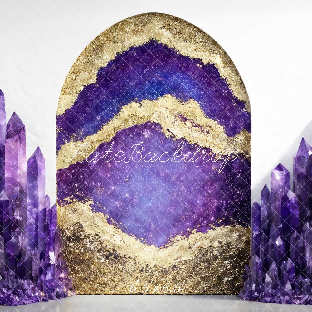 Kate Purple Crystal Cluster Geode Arch Printed Backdrop Designed by Mini MakeBelieve