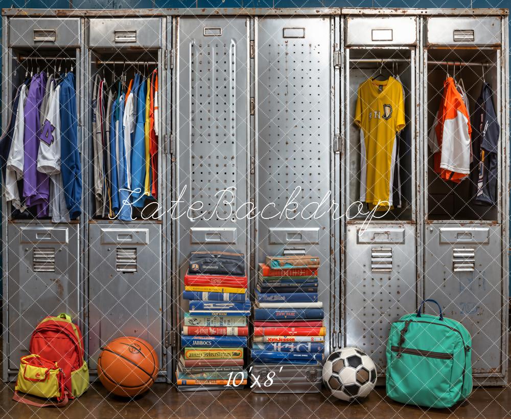 Kate Back To School Lockers Sports Books Backpacks Backdrop Designed by Emetselch