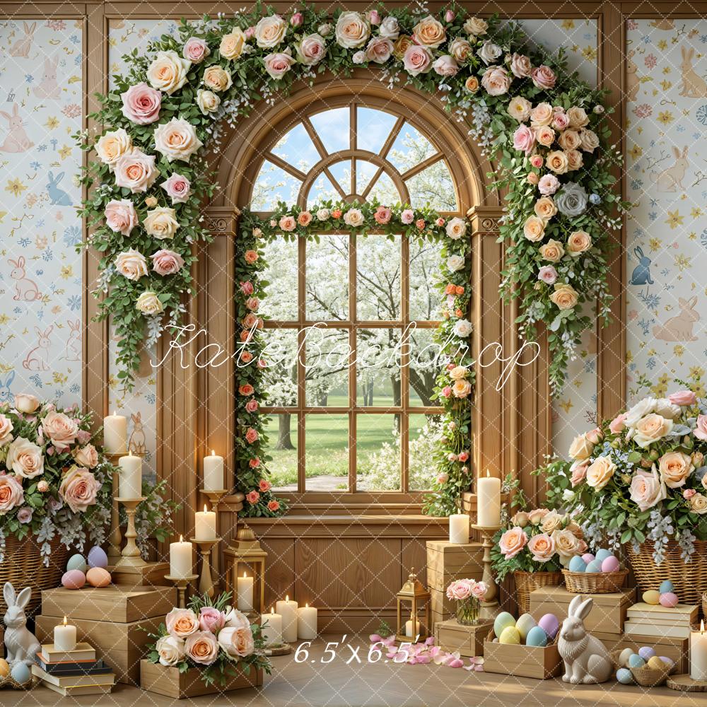 Kate Easter Bunny Flower Arch Window Eggs Backdrop Designed by Mini MakeBelieve