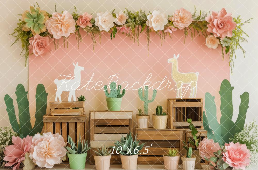 Kate Cactus Llama Flower Backdrop Designed by Patty Roberts