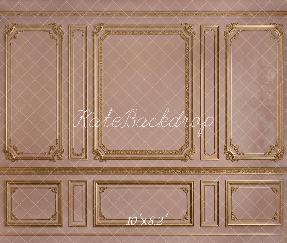 Kate Vintage Pink Gold French Wall Printed Backdrop Designed by Emetselch