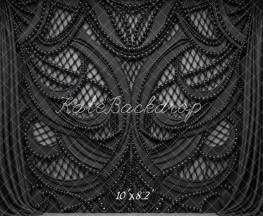 Kate Halloween Gothic Beaded Black Printed Backdrop Designed by Mini MakeBelieve