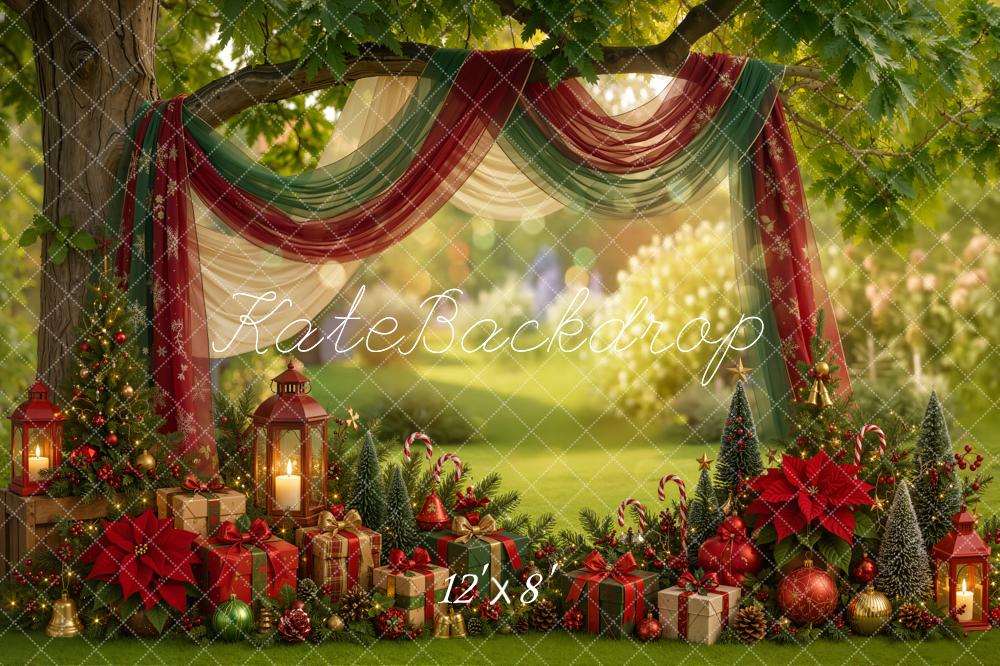 Kate Christmas Summer Outdoor Draped Arch Gifts Lanterns Printed Backdrop Designed by Emetselch