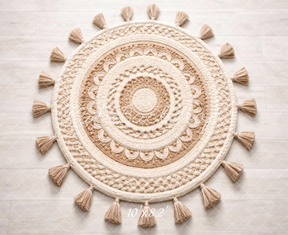 Kate Boho Round Crochet Rug Floor Printed Backdrop Designed by Vertigo Productions