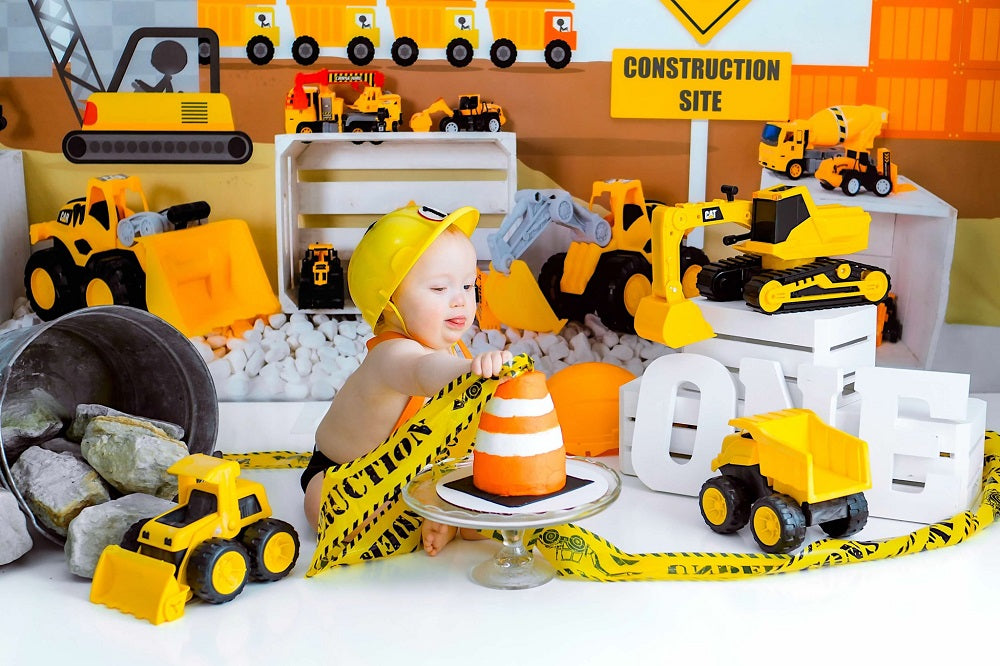 Kate Construction Site Backdrop Kids Toys for Photography
