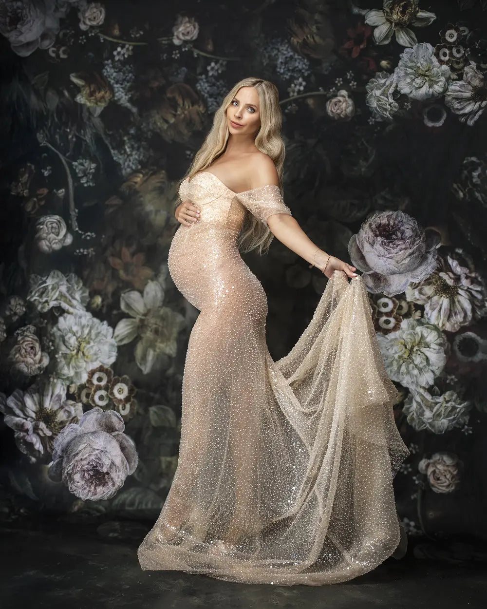 Sweep Vintage Flowers Boudoir Achtergrond voor Fotografie