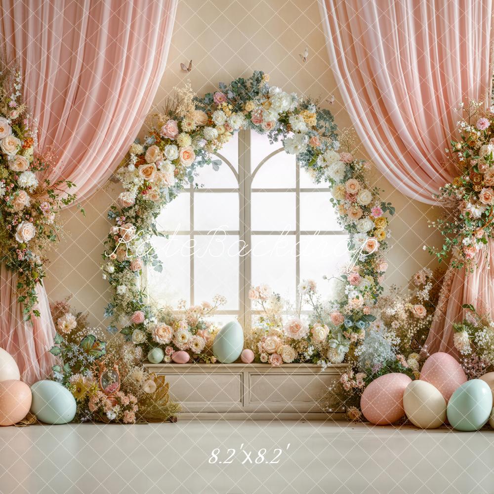 Kate Easter Bunny Flower Arch Pastel Eggs Window Backdrop Designed by Emetselch