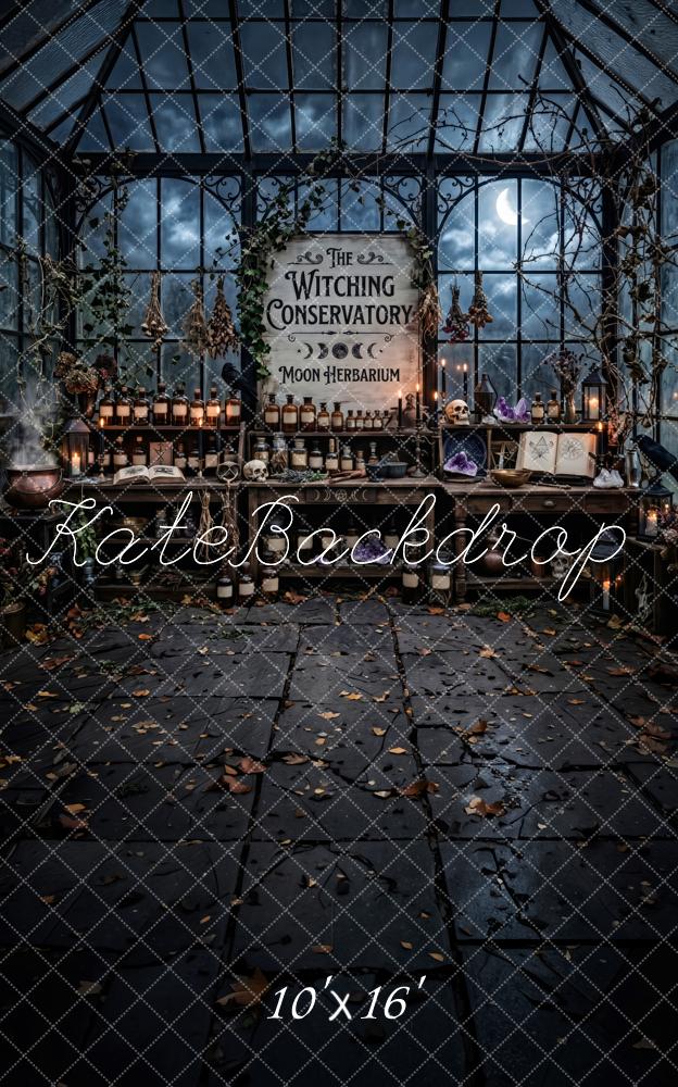 Kate Sweep Halloween Night Witching Conservatory Apothecary Greenhouse Printed Backdrop Designed by Patty Roberts