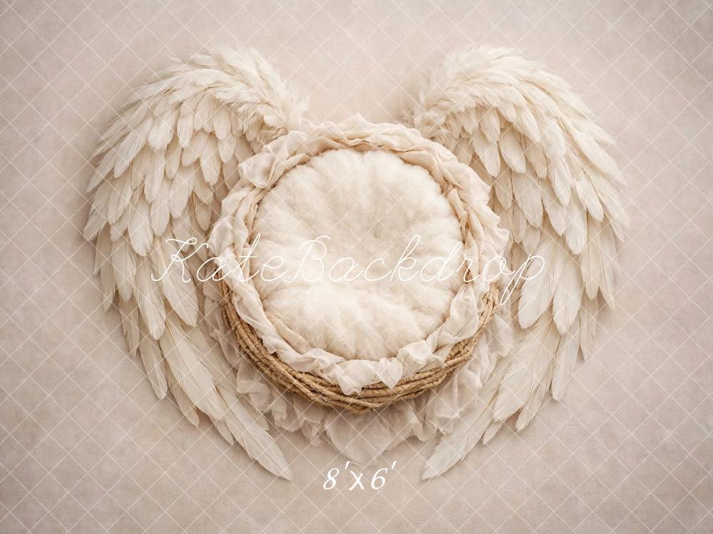 TEST Kate Newborn Cream Angel Wings Nest Printed Backdrop Designed by Vertigo Productions