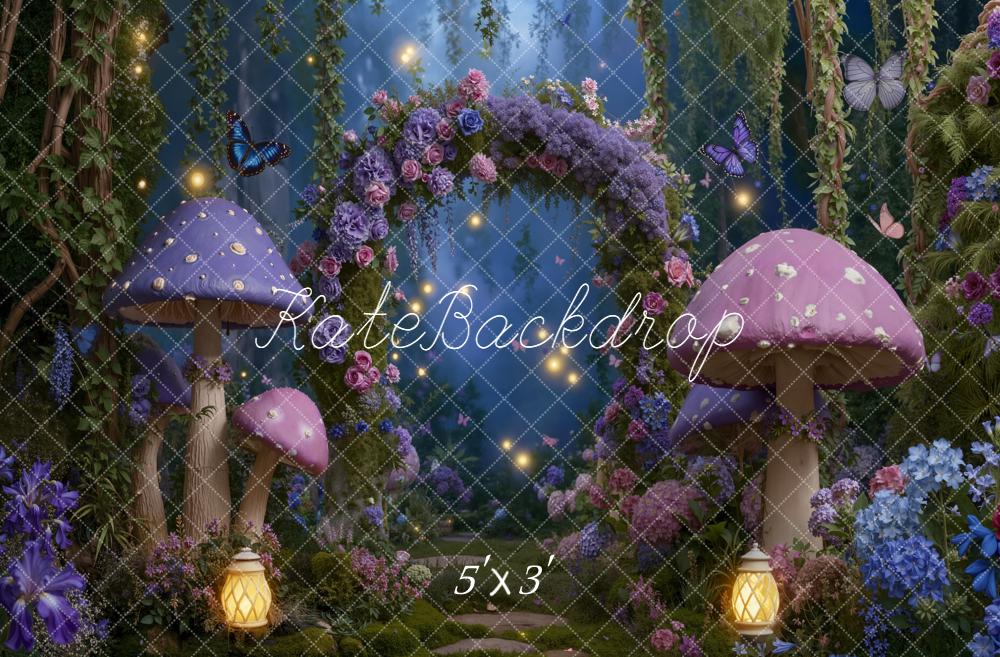 Kate Fairy Flower Arch Purple Mushrooms Backdrop Designed by Emetselch
