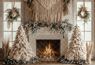 Albero di Natale Boho Camino Sfondo Bianco Designed by Emetselch
