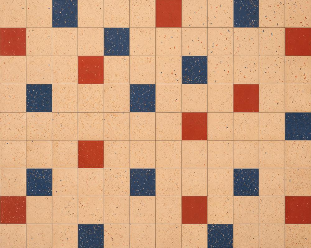 Kate Checkerboard Beige Red Blue Tiles Floor Printed Backdrop Designed by Kate Image