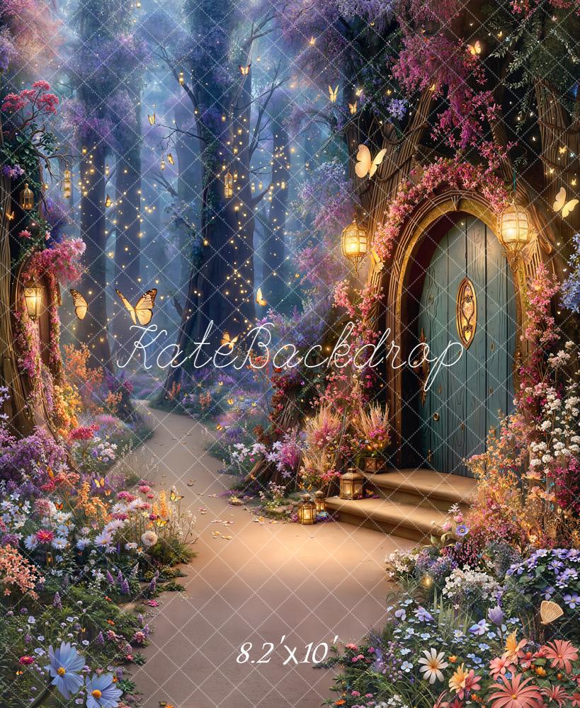 Kate Fairy Tale Forest Tree House Butterflies Pathway Printed Backdrop Designed by Emetselch