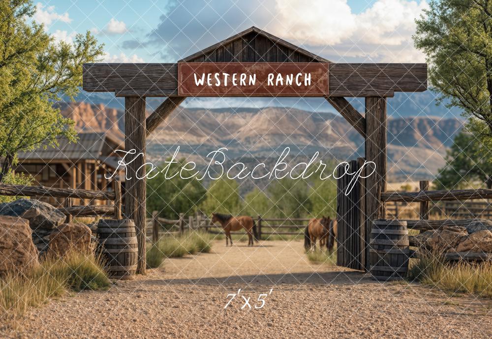 Rustic Western Ranch Entrance Backdrop