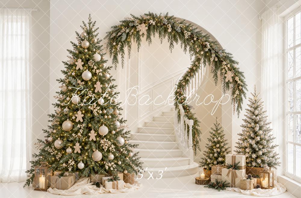 Kate Christmas Tree Staircase Garland Arch Living Room Printed Backdrop Designed by Emetselch