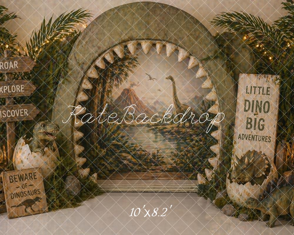 Kate Jungle Adventure Dinosaur Egg Archway Printed Backdrop Designed by Caitlin Lynch