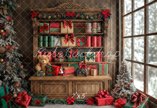 Kate Christmas Gifts Cabinet Wrap Room Printed Backdrop Designed by Mini MakeBelieve
