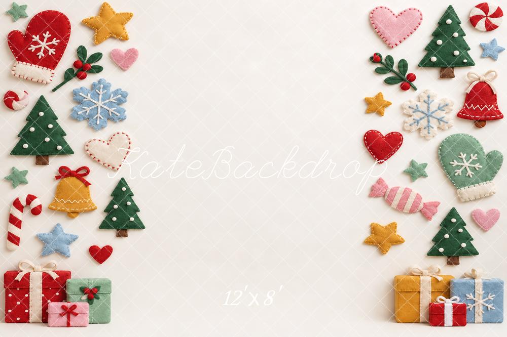 Kate Christmas Felt Christmas Trees Gift Snowflakes Heart Printed Backdrop Designed by Vertigo Productions