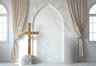Kate Wedding Church Cross Marble Arch Printed Backdrop Designed by Mini MakeBelieve