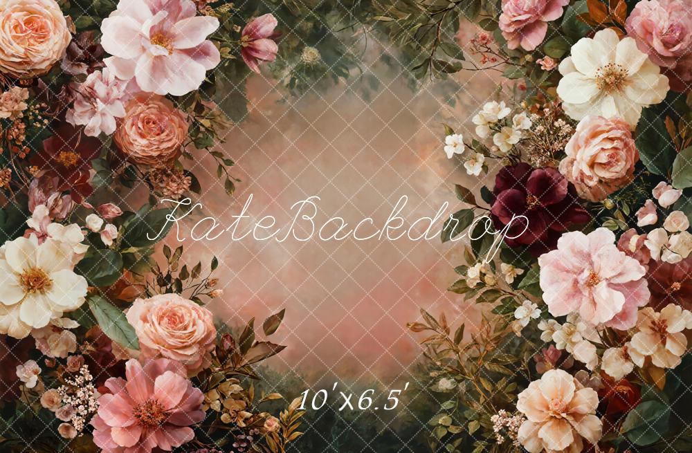 Kate Blush Pink Floral Frame Backdrop Designed by GQ