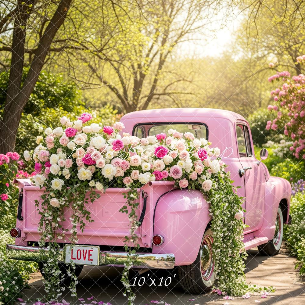 Kate Spring Pink Truck Flower Garden Backdrop Designed by Patty Roberts