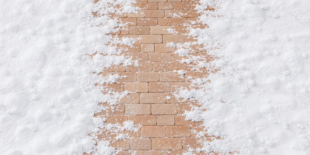 Kate Winter White Snowy Brick Floor Printed Backdrop Designed by Emetselch
