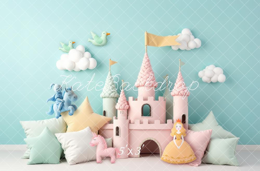 Kate Princess Castle Pony and Princess Cushions Printed Backdrop Designed by Laura Bybee