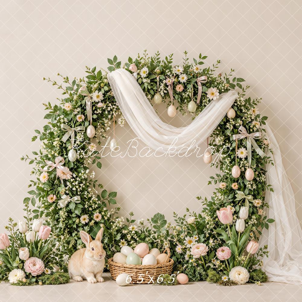 Kate Easter Eggs Flower Arch Drapes Bunny Printed Backdrop Designed by Emetselch