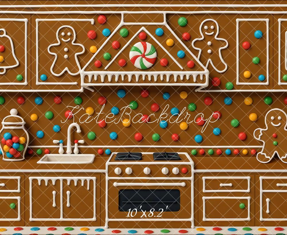 Fondo de Caramelo de Cocina de Pan de Jengibre Navidad Designed by Mini MakeBelieve