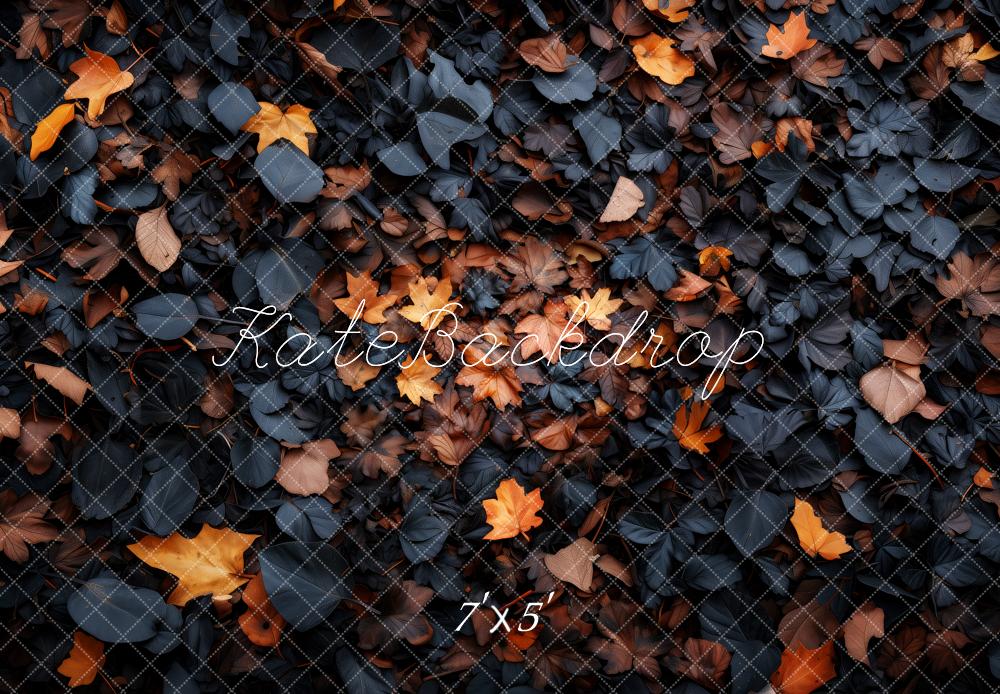 Kate Halloween Fall Black Orange Leaves Floor Backdrop Designed by Patty Roberts