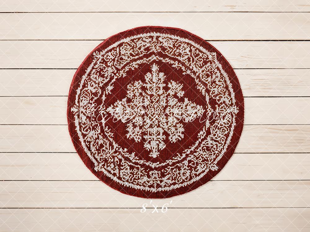 Kate Vintage Red Rug Floor Printed Backdrop Designed by Emetselch
