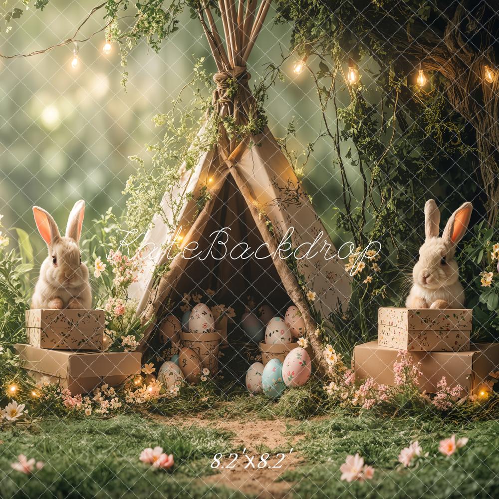 Kate Easter Bunny Tent Forest Lights Backdrop Designed by Emetselch