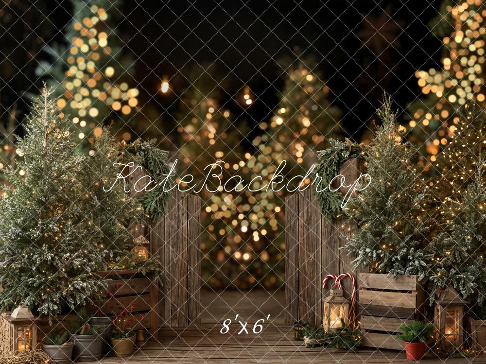 Kate Christmas Pine Trees Wooden Crates Backdrop Designed by Emetselch