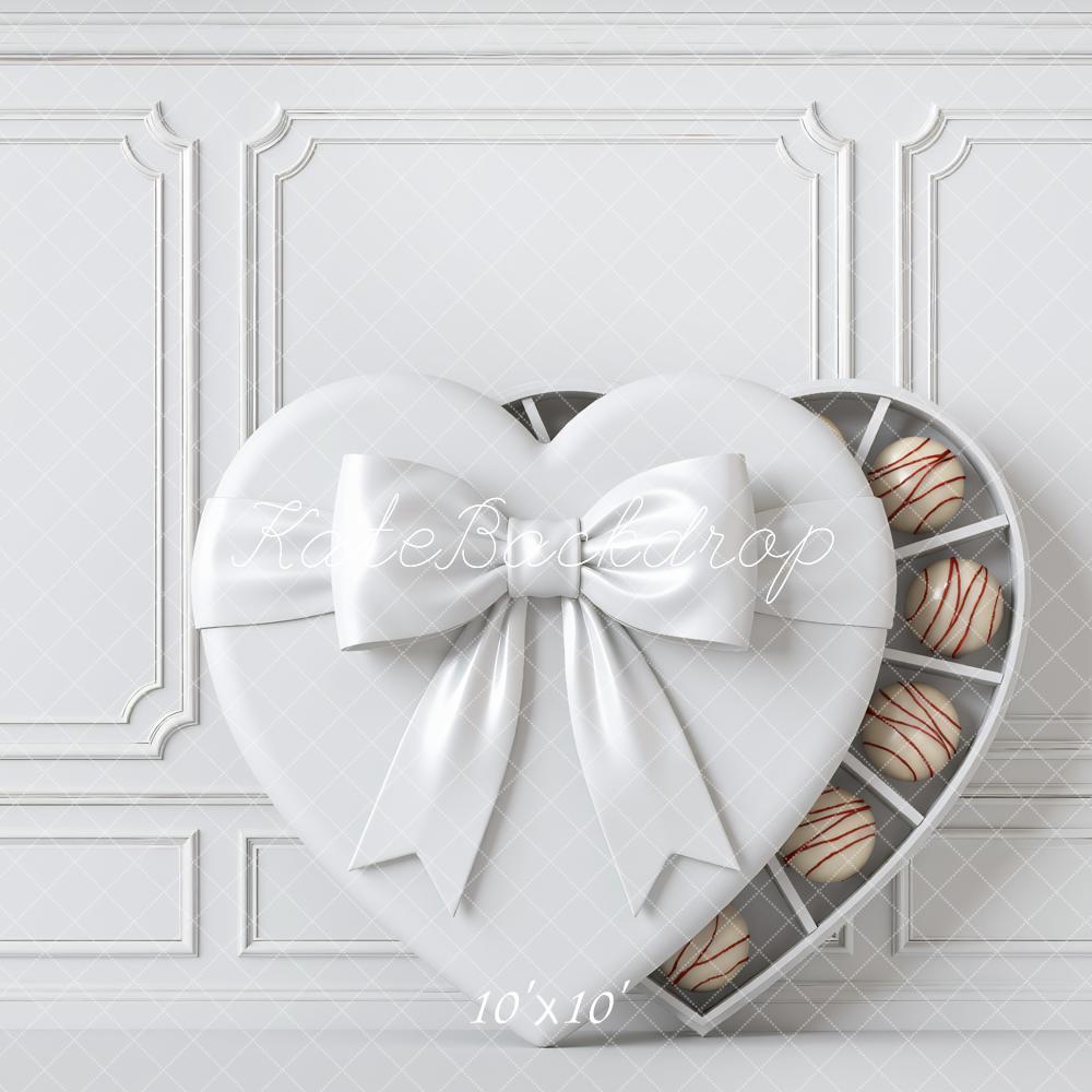 Kate Valentine's Day White Heart Chocolate Box Panel Wall Backdrop Designed by Mini MakeBelieve