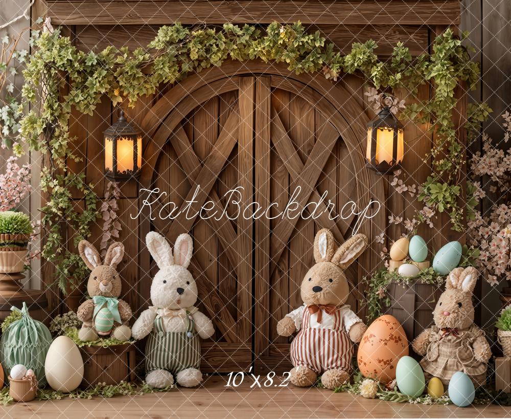 Kate Easter Bunny Rustic Wooden Door Eggs Arch Backdrop Designed by Emetselch