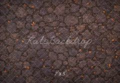 Kate Fall Dark Gray Cobblestone Fallen Leaves Floor Printed Backdrop Designed by Kate Image