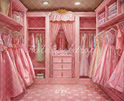 Kate Fashion Doll Pink Walk In Closet Dress Printed Backdrop Designed by Emetselch, Microfiber (Printed) / 5x3ft