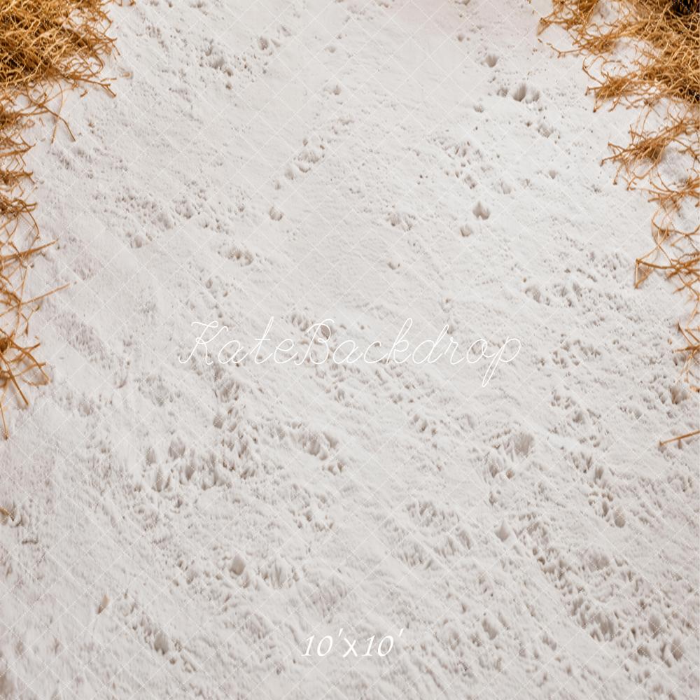 Kate Winter Snow Tracks Hay Floor Printed Backdrop Designed by Emetselch