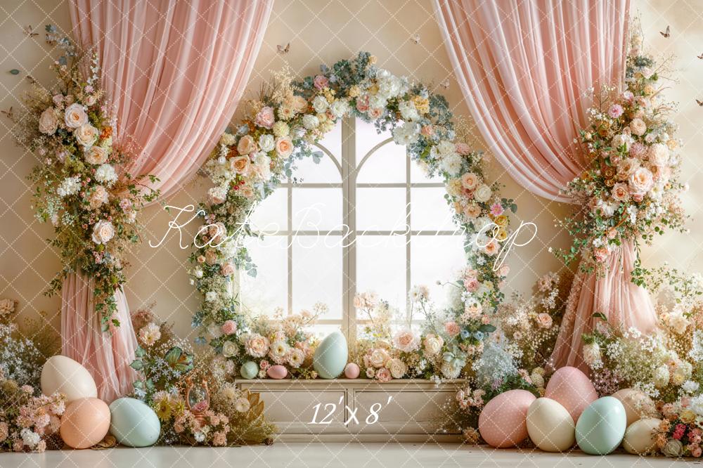 Kate Easter Bunny Flower Arch Pastel Eggs Window Backdrop Designed by Emetselch